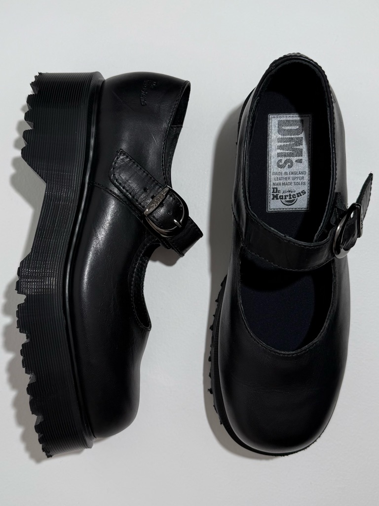 Vintage Dr. Martens Platform Black Leather Mary Janes Uk 8